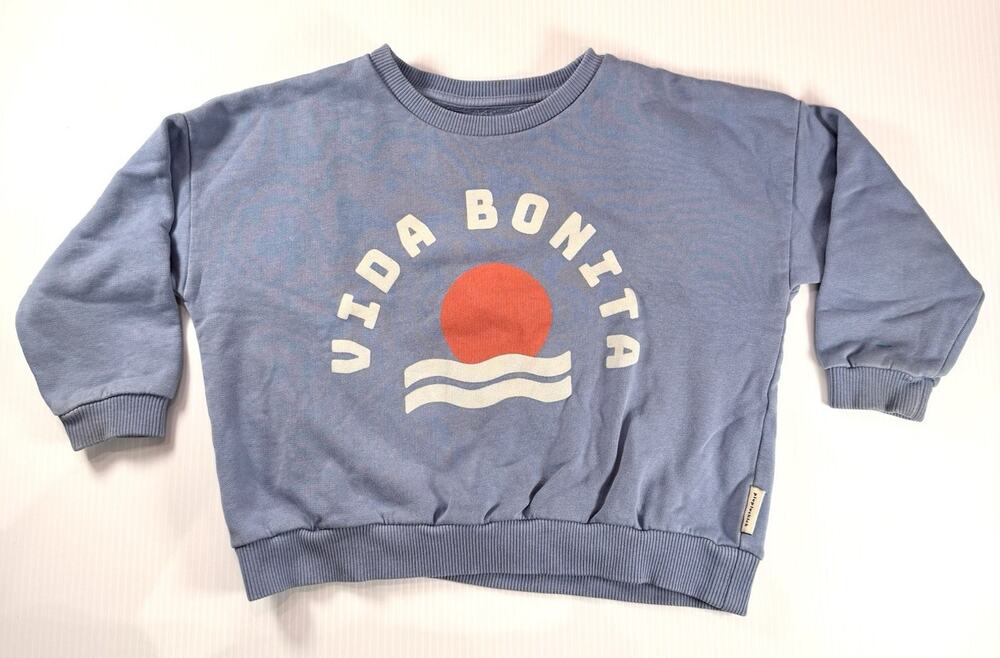 Piupiuchick Sweatshirt Kids Size 4Y Blue Vida Bonita Organic Cotton Pullover